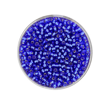 Rocailles Glasperlen safirblau silbereinzug 2,6mm 17g/Dose