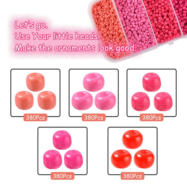 Rocailles Perlen Mix-Set 5 Farben 3-3,5mm Seed Beads 8/0 1900 Stück