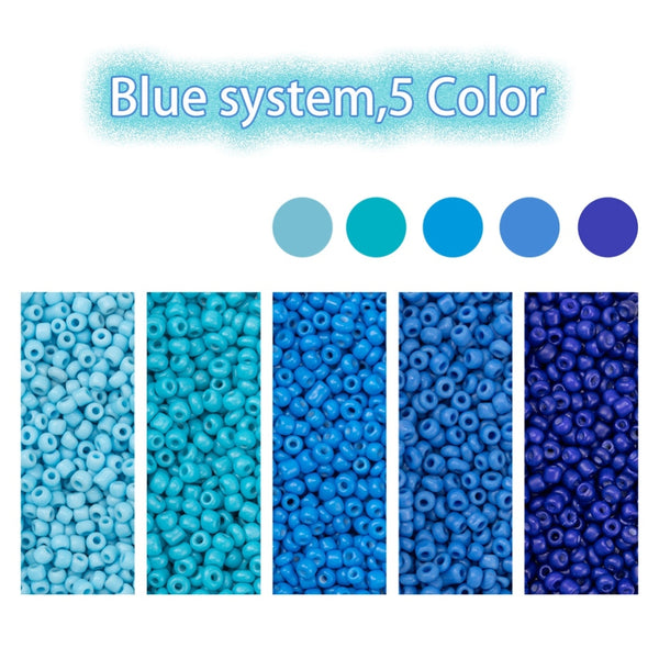 Rocailles Perlen Mix-Set 5 Farben 3-3,5mm Seed Beads 8/0 1900 Stück