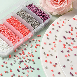 Rocailles Perlen Mix-Set 5 Farben 3-3,5mm Seed Beads 8/0 1900 Stück
