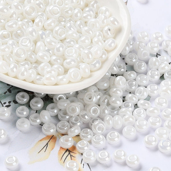 Rocailles Donut pearl white luster 5x3mm 140 Stück