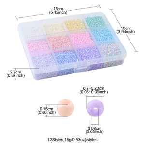 Rocailles Glasperlen Mix-Set Pastell 12 Farben 2-2,3mm 13/0