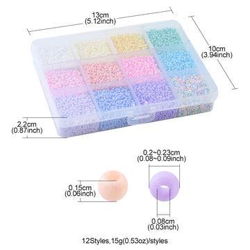 Rocailles Glasperlen Mix-Set Pastell 12 Farben 2-2,3mm 13/0