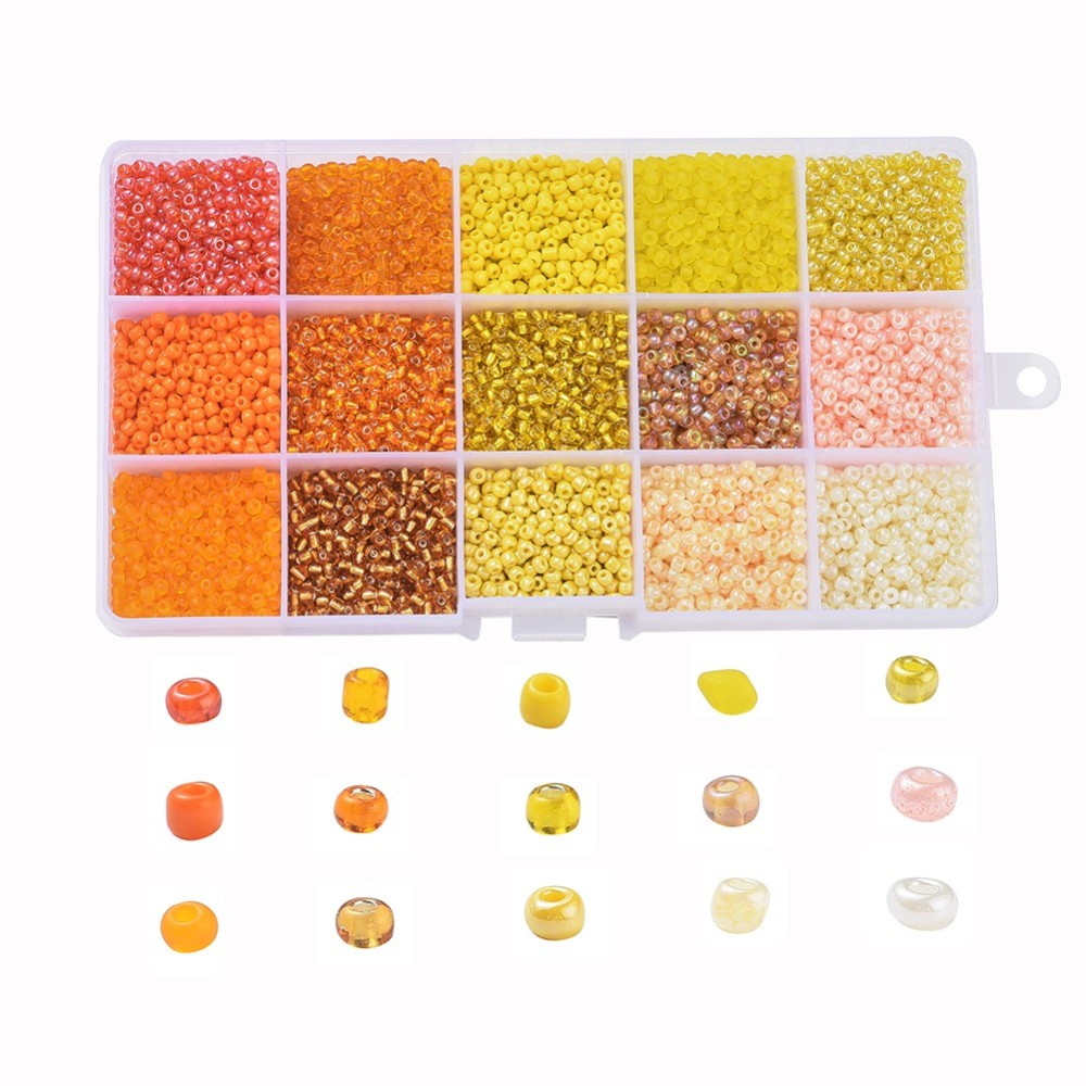 Rocailles Glasperlen Set 15 Farben 3mm 8/0 Loch: 1mm 180g/Box