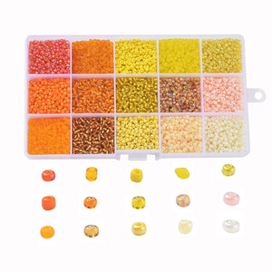 Rocailles Glasperlen Set 15 Farben 3mm 8/0 Loch: 1mm 180g/Box