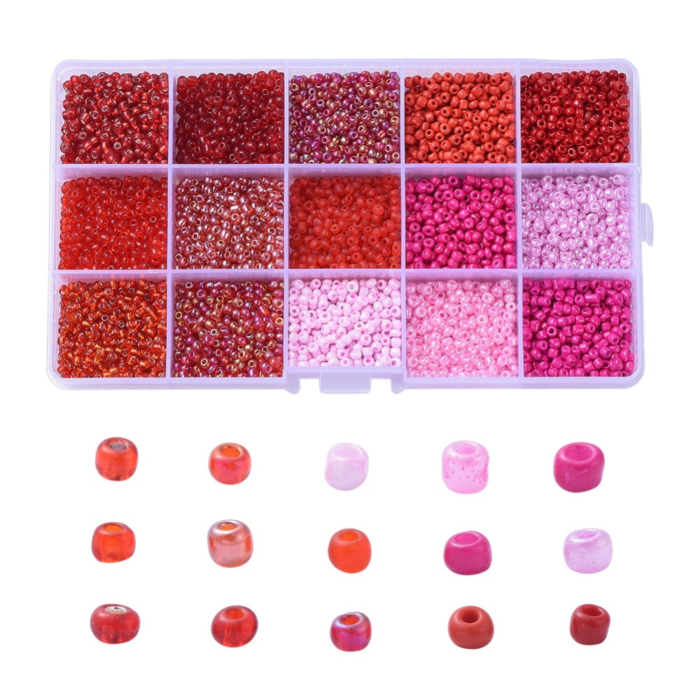 Rocailles Glasperlen Set 15 Farben 3mm 8/0 Loch: 1mm 180g/Box