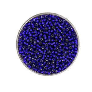 Rocailles Dunkelblau Silbereinzug 2,6mm, 17g/Dose, Rocailles Lapislazuli Glasperlen