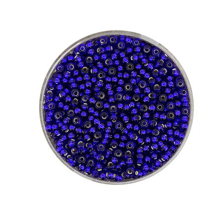 Rocailles Dunkelblau Silbereinzug 2,6mm, 17g/Dose, Rocailles Lapislazuli Glasperlen