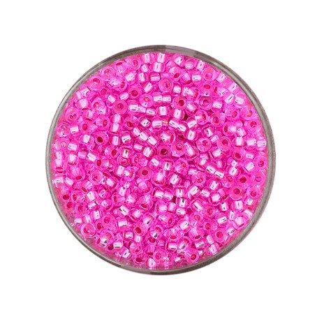 Rocailles Pink Silbereinzug 2,6mm, 17g/Dose Glasperlen