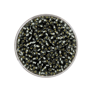Rocailles Glasperlen grau silbereinzug 2,6mm 17g/Dose