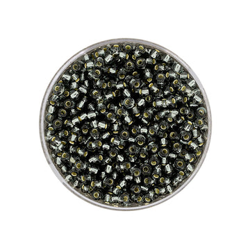 Rocailles Glasperlen grau silbereinzug 2,6mm 17g/Dose