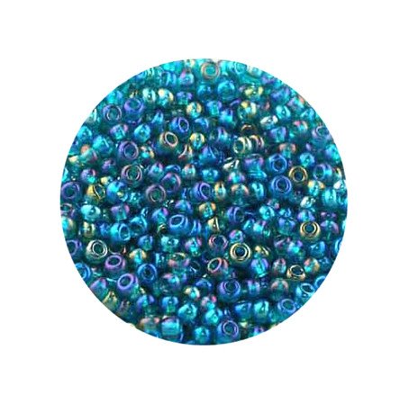Rocailles irisierend Petrol Trsp. 2,6mm, 17g/Dosis Glasperlen