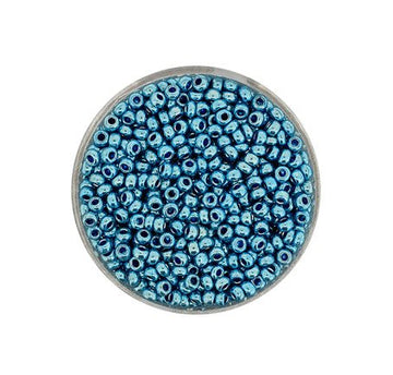 Rocailles Glasperlen metallic hellblau 2,6mm 17g / Dose