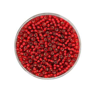 Rocailles Glasperlen rot silbereinzug 2,6mm 17g/Dose
