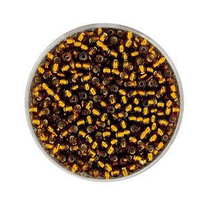 Rocailles Topas mit Silbereinzug 2,6mm, 17g/Dose Glasperlen Schüttperlen Schmuckperlen