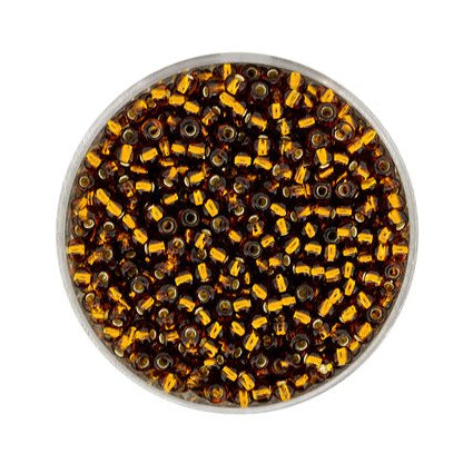 Rocailles Topas mit Silbereinzug 2,6mm, 17g/Dose Glasperlen Schüttperlen Schmuckperlen