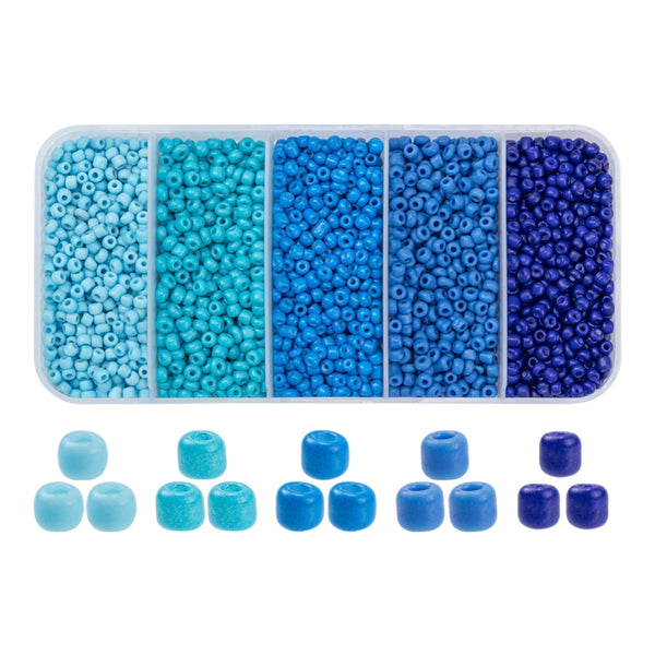Rocailles Perlen Mix-Set 5 Farben 3-3,5mm Seed Beads 8/0 1900 Stück