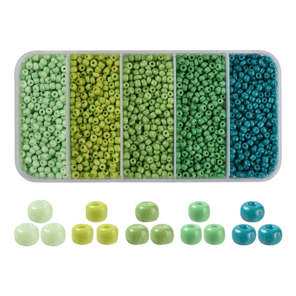 Rocailles Perlen Mix-Set 5 Farben 3-3,5mm Seed Beads 8/0 1900 Stück