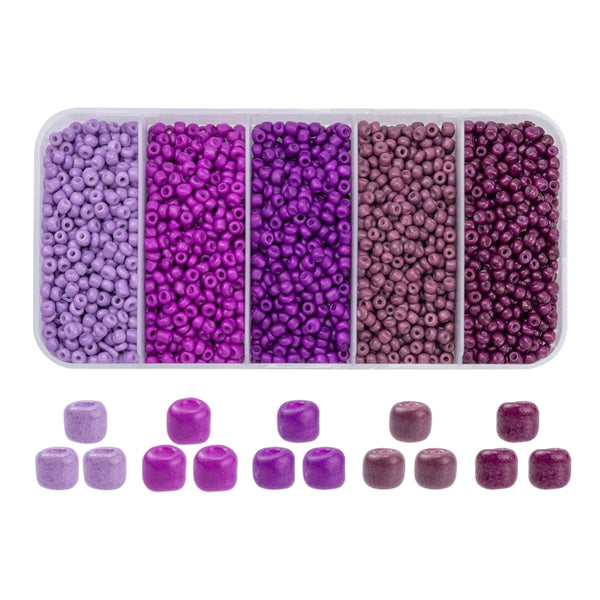 Rocailles Perlen Mix-Set 5 Farben 3-3,5mm Seed Beads 8/0 1900 Stück