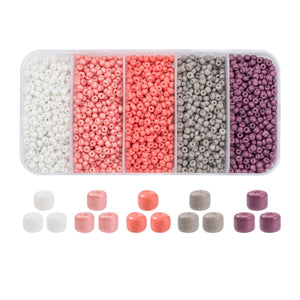 Rocailles Perlen Mix-Set 5 Farben 3-3,5mm Seed Beads 8/0 1900 Stück