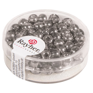 Rocailles Perlen Großloch silber metallic 5,5mm 80 Stück