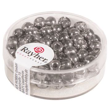 Rocailles Perlen Großloch silber metallic 5,5mm 80 Stück