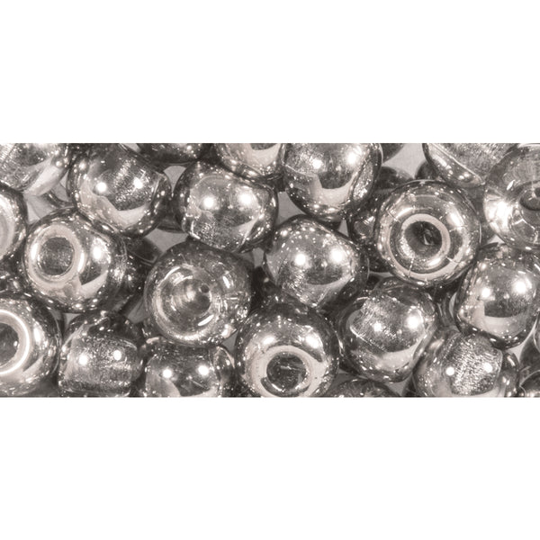 Rocailles Perlen Großloch silber metallic 5,5mm 80 Stück
