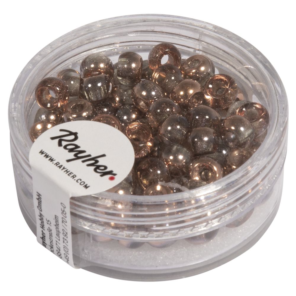Rocailles Perlen Großloch kupfer metallic 5,5mm 80 Stück
