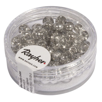 Rocailles Perlen Großloch silber metallic 5,5mm 80 Stück