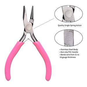 Rundkonkavzange Schmuckzange mit Rund- und Flachbacke zum Drahtbiegen Carbonstahl rosa 11,8cm 1 Stück