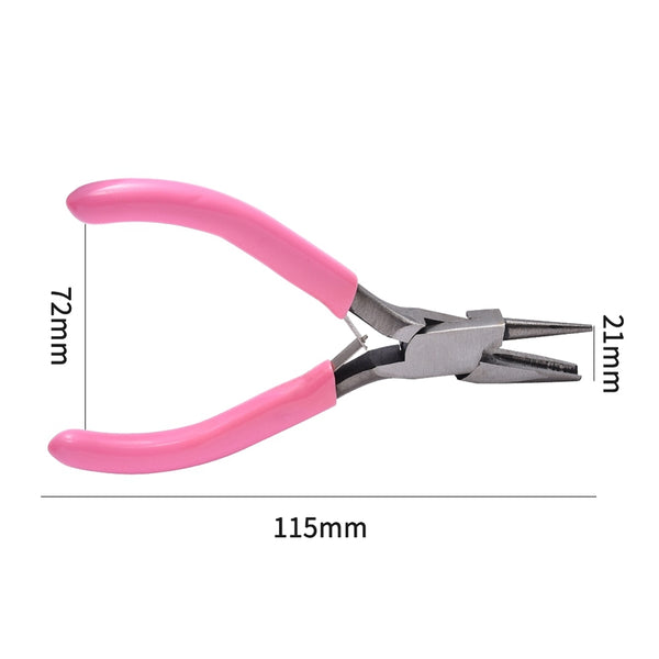 Rundkonkavzange Schmuckzange mit Rund- und Flachbacke zum Drahtbiegen Carbonstahl rosa 11,8cm 1 Stück