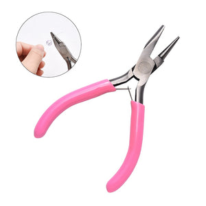 Rundkonkavzange Schmuckzange mit Rund- und Flachbacke zum Drahtbiegen Carbonstahl rosa 11,8cm 1 Stück