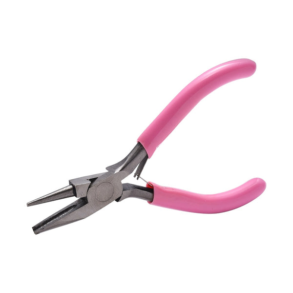 Rundkonkavzange Schmuckzange mit Rund- und Flachbacke zum Drahtbiegen Carbonstahl rosa 11,8cm 1 Stück