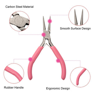 Rundzange für Schmuckherstellung Carbonstahl rosa 12cm 1 Stück