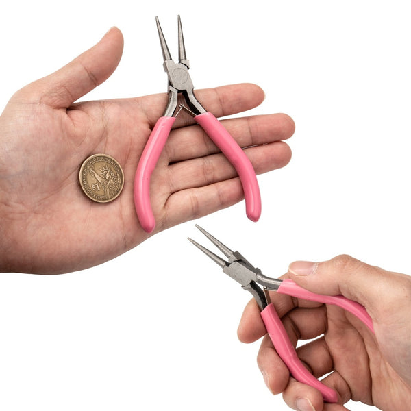 Rundzange für Schmuckherstellung Carbonstahl rosa 12cm 1 Stück
