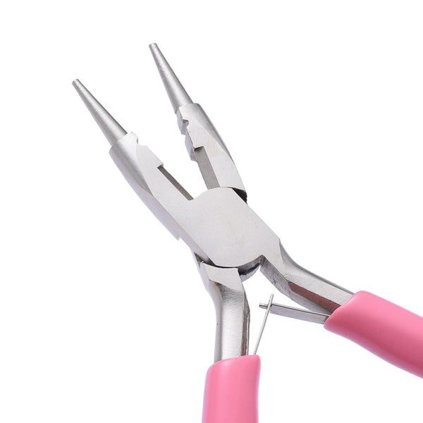 Rundzange Schmuckzange aus Stahl mit Drahtschneider pink 122mm