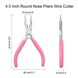 Rundzange Schmuckzange aus Stahl mit Drahtschneider pink 122mm