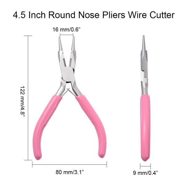 Rundzange Schmuckzange aus Stahl mit Drahtschneider pink 122mm
