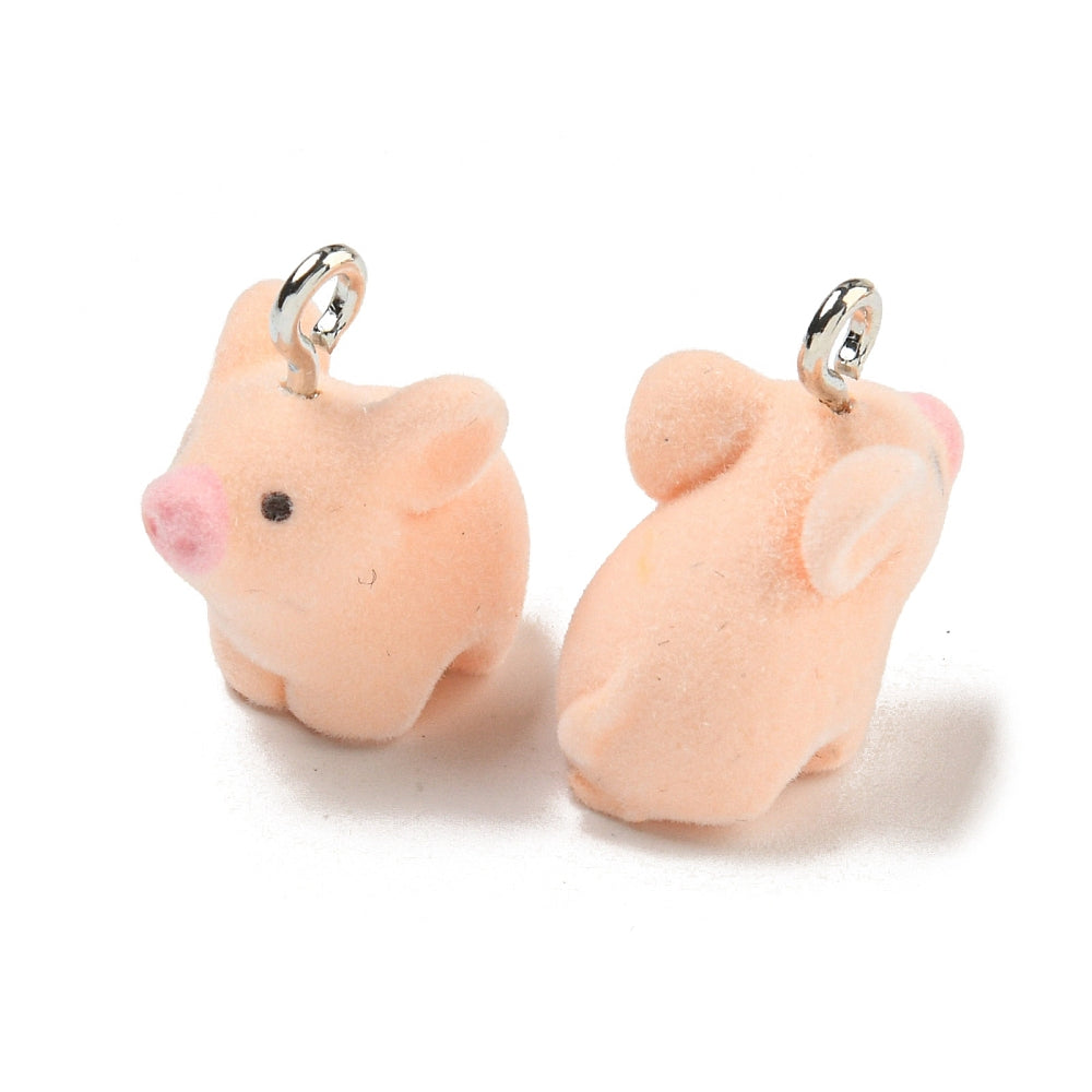 Samt-Miniaturschweinchen rosa mit Öse 20x19,5x11,5mm 1 Stück