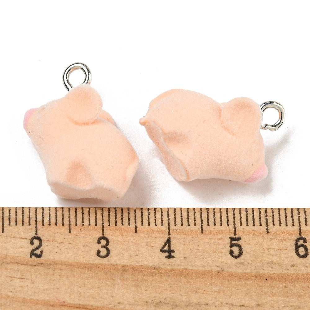 Samt-Miniaturschweinchen rosa mit Öse 20x19,5x11,5mm 1 Stück