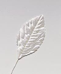 Satin-Rosenlaub Blätter weiß 27x48mm 12 Stück / Bund