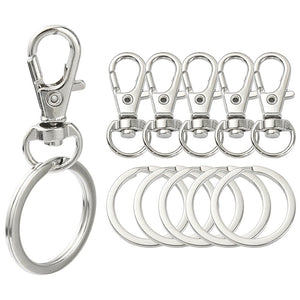 Schlüsselkarabiner mit Drehgelenk 31x12x6mm + Spaltring 25mm 5 Stück /Pkg