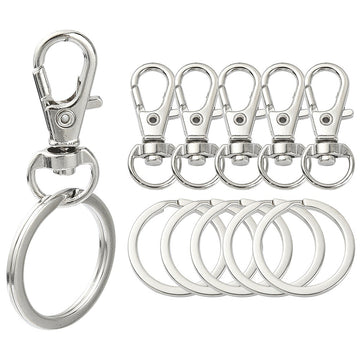 Schlüsselkarabiner mit Drehgelenk 31x12x6mm + Spaltring 25mm 5 Stück /Pkg