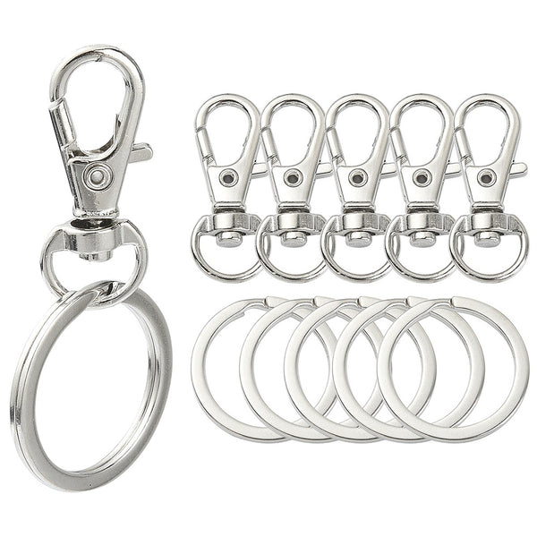 Schlüsselkarabiner mit Drehgelenk 31x12x6mm + Spaltring 25mm 5 Stück /Pkg