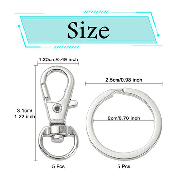 Schlüsselkarabiner mit Drehgelenk 31x12x6mm + Spaltring 25mm 5 Stück /Pkg