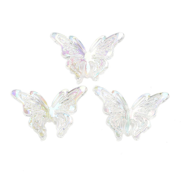 Schmetterling irisierend Acrylperle 24x32x9mm 5 Stück