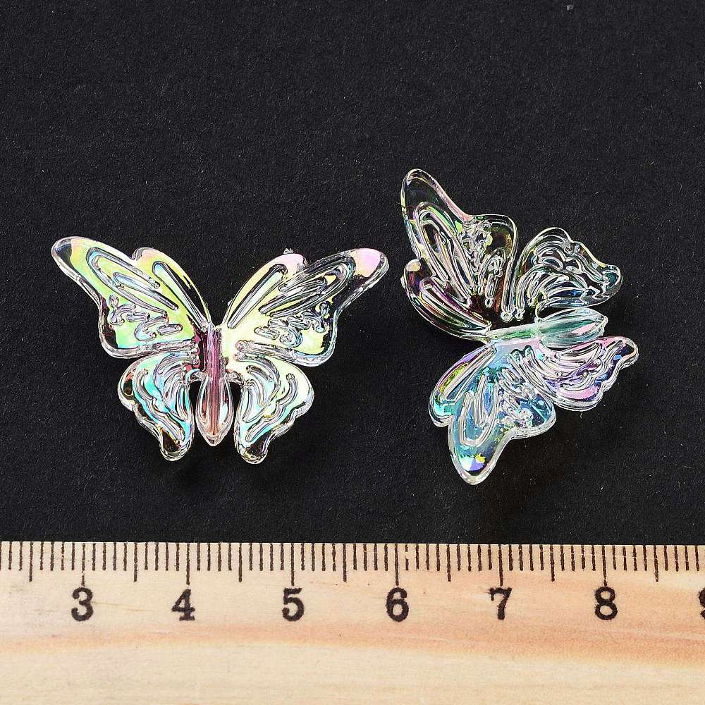 Schmetterling irisierend Acrylperle 24x32x9mm 5 Stück