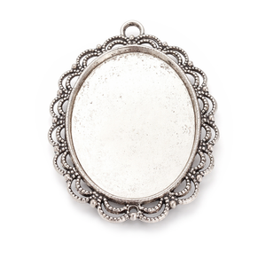 Modellierwanne Schmuckkessel Spitzenrand oval vintage silber 54x30mm 1 Stück