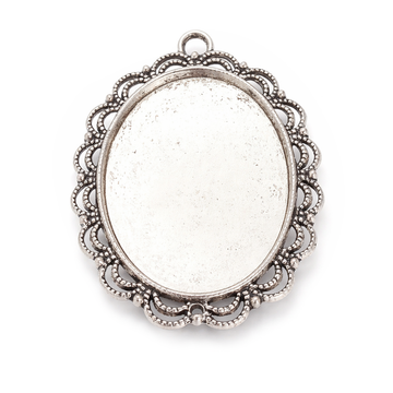 Modellierwanne Schmuckkessel Spitzenrand oval vintage silber 54x30mm 1 Stück