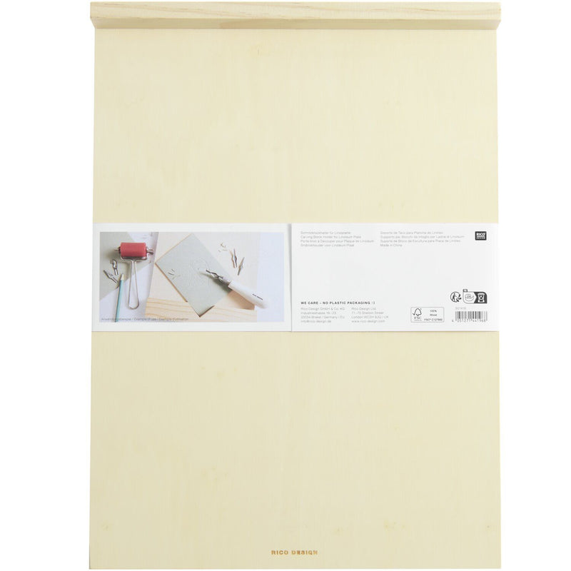 Schnitzblockhalter für Linolplatte A4 aus Holz 22,5x31x3,9cm